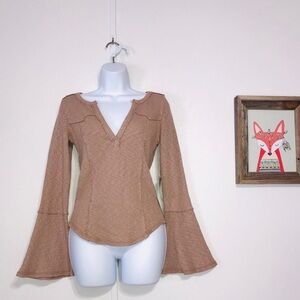 Free People Give Me A Little Bell Sleeve Ribbed XS